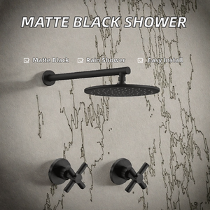 Juego Completo de Ducha de Lujo para Baño en Latón Negro Mate con Mezclador de Lluvia y Desviador, Diseño Moderno, Fácil Instalación - Product Image 2