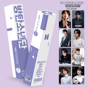 Una scatola con 8 poster singoli in rilievo, poster di supporto per concerti di V, Suga, JIN, <span class=keywords><strong>JIMIN</strong></span>, adatti per essere incollati in camera da letto. - Product Image 6