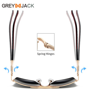 Lunettes de soleil rectangulaires pour homme Grey Jack, monture dorée et noire, verres TAC polarisés UV400, charnières à ressort, monture intégrale durable - Product Image 1