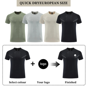 T-shirt décontracté pour homme, idéal pour la gym et le fitness, 180 GSM, polyester et élasthanne, épais, pour l'été, personnalisable avec logo, pour le fitness estival - Product Image 3