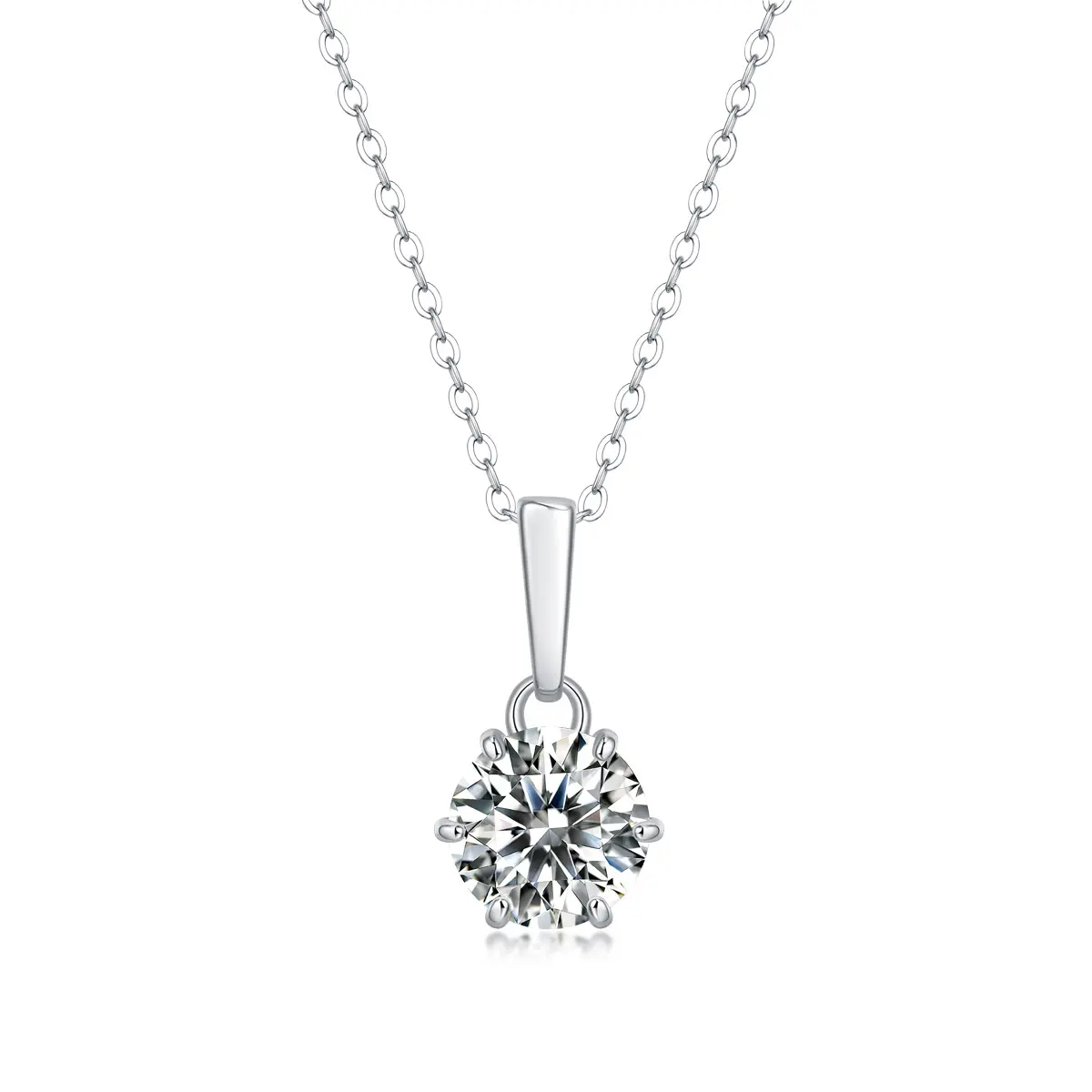 Mode Dames Bijoux Cadeau Test Passé 1 à 5 Carat Moderne Véritable Rond Moissanite Solitaire Pendentif pour Femmes