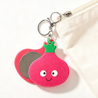 Groothandel Glitter Acryl Fruit Sleutelhanger Spiegel Schattig Fruitvormig Mini Zakspiegel Tas Charm voor Dames Accessoires Bulk Leverancier