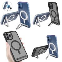 Casing Magnetik Tipis Transparan dengan Holder untuk iPhone 11 12 13 14 15 16 Pro Max 17 Air Plus, Aksesoris Elektronik Grosir
