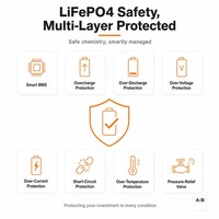 Système de stockage solaire LiFePO4 5 kWh, batterie de stockage d'énergie tout-en-un 3,5 kW avec onduleur MPPT, alimentation de secours domestique, CE CQC