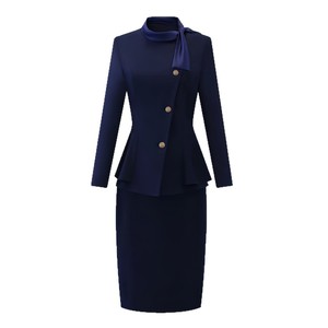 Uniforme de azafata Lm, blazer azul marino para mujer con pajarita, ropa de trabajo profesional para personal de hotel y uso empresarial - Product Image 3