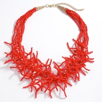 Collier de style corail de perles de rocaille faites à la main Boho vintage ras de cou en perles légères exagérées pour les femmes accessoires de mariage de fête