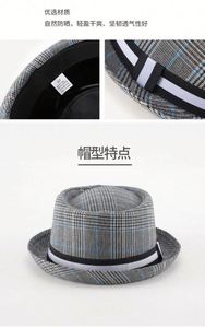 Sombrero de Jazz para Hombre, Estilo Veraniego, Nuevo Modelo, Sombrero de Cuero con Lazo a Cuadros, Sombrero Porkpie Británico a la Moda - Product Image 6