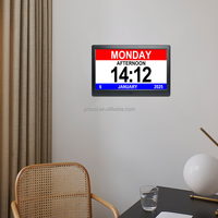 Pro 10.1 "Alarm Digital Analog jam tanggal kalender orang tua bingkai foto jam ekstra besar Alarm kustom pengingat obat