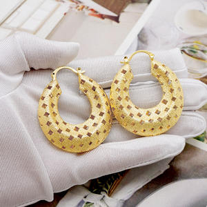 GDJWRI, pendiente hueco de aro de cobre africano de alta calidad, joyería, pendientes grandes chapados en oro, pendientes rellenos de oro <span class=keywords><strong>E635</strong></span> - Product Image 1