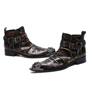 Bottes de Combat de Cowboy en cuir pour hommes, <span class=keywords><strong>chaussures</strong></span> de <span class=keywords><strong>moto</strong></span> tactique <span class=keywords><strong>Vintage</strong></span>, Oxfords, NA325 - Product Image 4