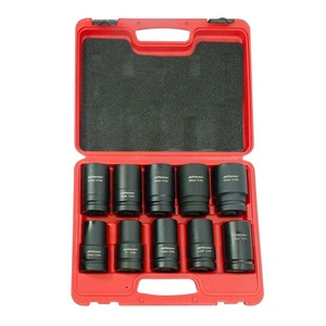 VIKTEC Jeu de 10 douilles à chocs profonds 1 "6 points <span class=keywords><strong>pour</strong></span> roues automobiles, suspensions, cadres <span class=keywords><strong>et</strong></span> essieux, entretien <span class=keywords><strong>et</strong></span> réparation de camions - Product Image 2