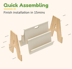 Étagère à livres portable pour enfants à 4 niveaux, double face, en bois, style Montessori, étagère à livres pour tout-petits en pin massif, étagère à livres pour enfants en forme <span class=keywords><strong>de</strong></span> A avec poignée - Product Image 5