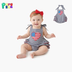 Puresun Butik Kerevit Baskılı Bebek Kız Tulumu %100 Organik Kolsuz Çocuk Bodysi Özel Tasarım Bebek Romperi - Product Image 2