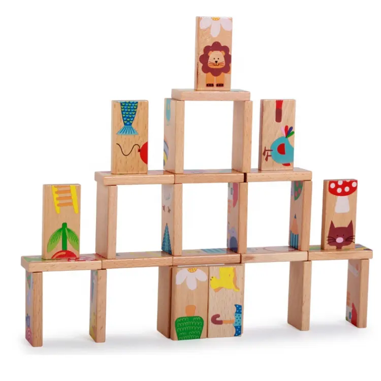 Trí thông minh sáng tạo BOY GIRL Domino đầy màu sắc thân thiện với môi khối gỗ Đồ chơi Trò chơi học tập Trò chơi giáo dục trẻ em