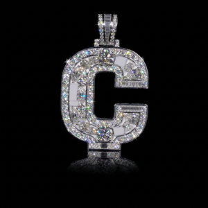 Colgante de Moissanita Personalizado con Letra, Chapado en Rodio, Plata 925, Estilo Hip Hop, Cadenas Doradas para Fiesta - Product Image 1