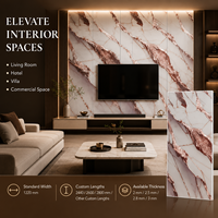 Panneau mural décoratif en PVC brillant MORLENX, feuille de marbre UV Agate Or Rose Blanc, pour la décoration intérieure de villas et d'hôtels de luxe