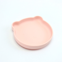 Ensemble de vaisselle en silicone sans BPA en forme d'ours pour enfants, avec base à ventouse, assiettes d'alimentation durables de qualité alimentaire pour bébés, vente en gros