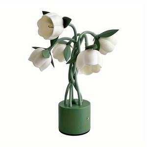 Lámpara de Mesa Pequeña de Lujo Minimalista Nórdica con 5 Flores, Interruptor Táctil TIPO-C y Pantallas de Acrílico para Salas de Lectura y Dormitorios - Product Image 5