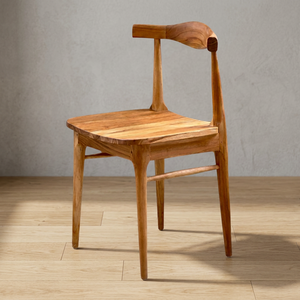 Chaise de salle à manger ergonomique en teck massif, dossier incurvé, design moderne pour la maison, le restaurant, l'hôtel, meubles de salle à manger - Product Image 3