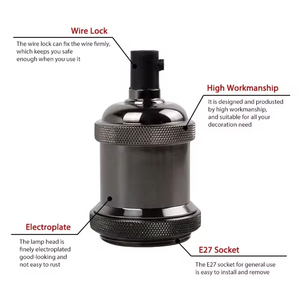 Cổ E27 cơ sở đèn cổ điển Vỏ nhôm với vít trên chuyển đổi phù hợp <span class=keywords><strong>adapter</strong></span> Brass & đồng ổ cắm phong cách cho trang trí nội thất - Product Image 3