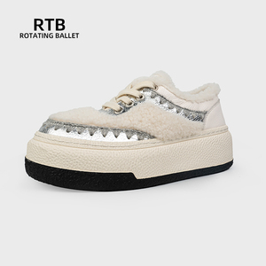 חורף בסגנון אתני לנשים בסגנון אתני חורף חם מעובה צמר מעובה, מגפי שלג עמיד למים לבנים - Product Image 1