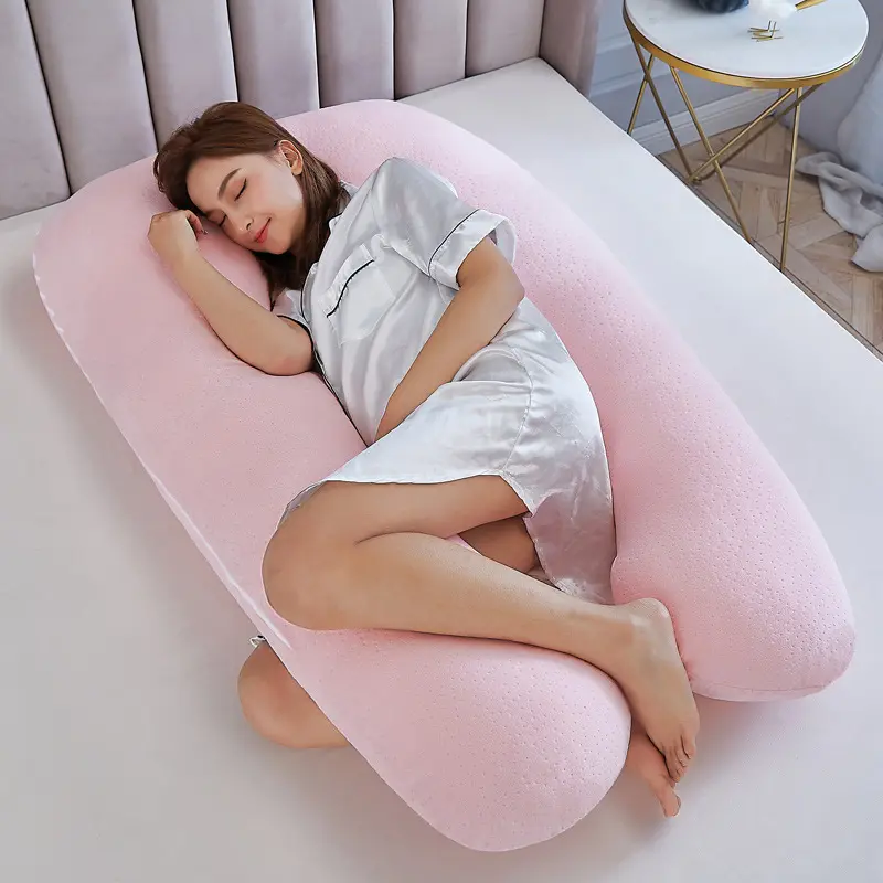 Wholesale crystal velvet pregnancy pillow detachable wash napping waist pillow comfortable U-shaped maternity pillow