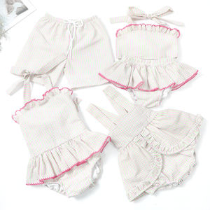 Cotton Seersucker Kids Clothes Summer Beach <strong>Bathing</strong> <strong>Suit</strong> 2 Pieces Swimwear Baby <strong>Girls</strong> Swimsuits - Product Image 5