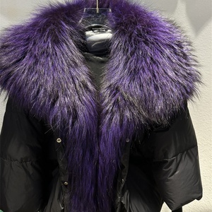 <span class=keywords><strong>Abrigo</strong></span> de invierno informal para mujer con Cuello de piel esponjoso generoso Nuevas tendencias de moda Chaqueta corta de plumón de pato blanco cómodo - Product Image 4