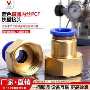ข้อต่อลมแบบตรง ยี่ห้อ Yixing รุ่น Brass Quick Coupler ฝาสีน้ำเงิน เกลียวใน ขนาด 1/2 นิ้ว - Product Image 2
