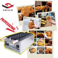 Nouvelle conception de gaufrier électrique industriel et commercial en acier inoxydable antiadhésif avec thermostat réglable pour gaufres de poisson et Taiyaki