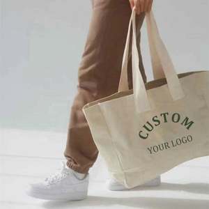 Custom Eco-Friendly 100% Cotton <b>Tote</b> <b>Bag</b> Oversize Printed Canvas Rope Natural Color Organic <b>Plain</b> Letter Design for Shopping - Product Image 3