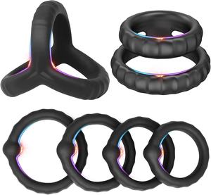 Ensemble d'anneaux pour pénis en silicone souple Boule pour homme Scrotum Civière Verrouillage du pénis Anneau pour pénis Retarder l'éjaculation <span class=keywords><strong>Agrandissement</strong></span> Sex Toy Grand homme - Product Image 1