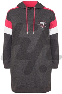 New Style Women Charcoal Grey Color Block <strong>Longline</strong> <strong>Hoodie</strong> Long Sleeves Red <strong>White</strong> Strip <strong>Hoodie</strong> Premium Quality <strong>Longline</strong> Hoodies