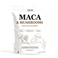 Vegan Maca Poeder Mushroom Blend Peruaanse Zwarte Maca met Leeuwenmanen & Reishi voor Uithoudingsvermogen & Hormonale Balans Mushroom Poeder