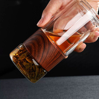 Tasse à thé en verre borosilicate à double paroi, résistante à la chaleur, amovible, compatible lave-vaisselle, avec filtre infuseur à thé portable pour thé en vrac