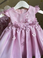 Robe de princesse pour bébés filles européennes et américaines de 3 à 8 ans, nouveau modèle 2026, jupe rose moelleuse, douce et mignonne, en polyester, toutes saisons