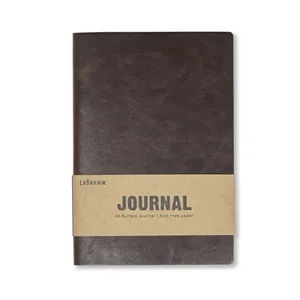 Custom Classic Bruin Soft Cover Pu Leather Journal School Enkele Lijn Notebook