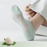Chaussettes d'été fines pour hommes en lin et soie de mûrier, antibactériennes, anti-odeurs, absorbant la transpiration, respirantes, avec empiècements en maille, couleur unie, M05