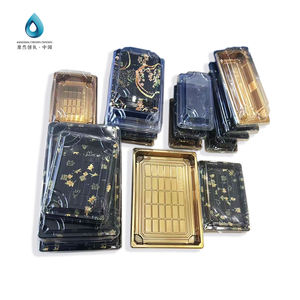 Bandeja de <span class=keywords><strong>sushi</strong></span> dorada Blister Contenedor de comida de plástico Plato de servicio para llevar Bandejas de <span class=keywords><strong>sushi</strong></span> de lujo desechables Caja de embalaje con tapa - Product Image 1