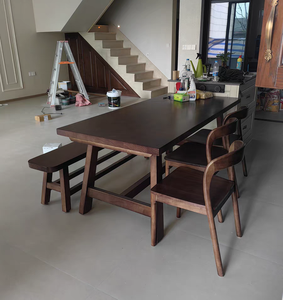 Đồ NỘI THẤT PHÒNG ăn moden Set 4 Ghế Ghế băng ghế dự bị bàn ăn, bàn ăn đặt 4 ghế với 4 ghế băng ghế gỗ - Product Image 6