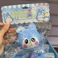 Jouet Squishy Pingouin Mignon à Longues Oreilles, Grand Modèle en Caoutchouc Anti-Stress à Remontée Lente avec Liquide Fluide, Cadeau pour Enfants et Adultes