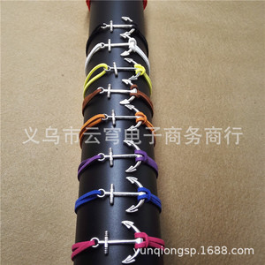 Pulsera de Ancla Náutica con Cuerda de Gamuza Multicolor y Aleación de Zinc, Regalo de Joyería - Product Image 2