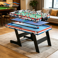 Table de jeux multifonction 4 en 1 S.Q.F pour enfants, table de billard miniature pliable, table de ping-pong, hockey sur air, baby-foot, table colorée, gain de place