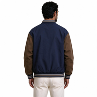 Blouson Bomber Universitaire Personnalisé pour Homme, Col Côtelé, Fermeture Éclair Frontale, Lettrage Brodé en Chenille, Faible MOQ 50 pièces, Fabricant OEM