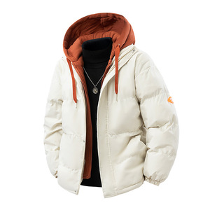 Logo personnalisé faux-deux pièces matelassé manteau d'hiver lâche épais chaud polaire rembourré à capuche pour adolescent enfants unisexe - Product Image 4