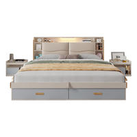 Lit Moderne pour Chambre à Coucher avec Rangement – Cadre de Lit Queen/King Size en Bois Multifonctionnel Style Tatami