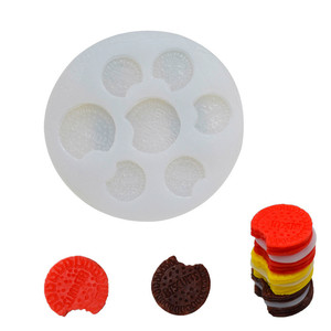 Contorno redondo 3D pequeño agradable mordido agrietado galleta palabra gráfico silicona pastel Fondant decoración moldes - Product Image 1