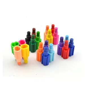 Kustom 12 warna Pak pemegang plastik Stick Stack tinggi blok bangunan tidak beracun Multi warna krayon untuk siswa