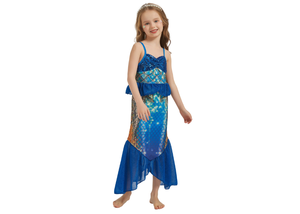 Abito da principessa sirena per bambine, vestito da sirena con stampa di squame scintillanti per bambini da <span class=keywords><strong>3</strong></span> a 10 anni - Product Image 3