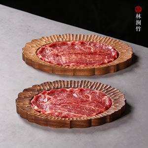 Solid Wood Embossed <b>Serving</b> <b>Tray</b> For Hot Pot Mushroom Platter Durable Shallow Dish - Product Image 5